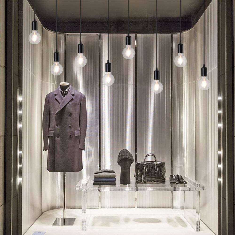 Retro Vintage E27 85–265 V LED Lighting Lampe Edison Noir Alu Douille De Plafonnier, Douille De Plafonnier, Lampe Adaptateur Pearl (Noir) White