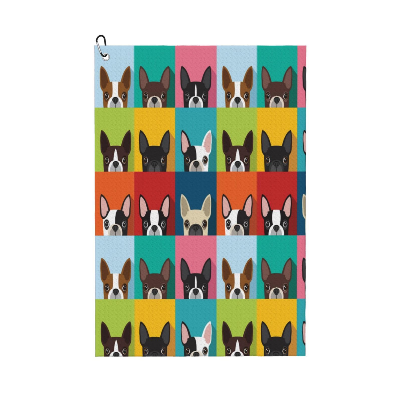 Hnnkloy Boston Terrier Dog, 16x24 in Portable Waffle Golf Towels with Carabiner Clip for Golf Bag