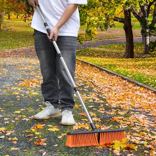 Mitclear 45cm Miotła Ogrodowa Heavy Duty z Długim Uchwytem(163cm), Miotła Pchana na Zewnątrz, Wytrzymała Szczotka ze Szt