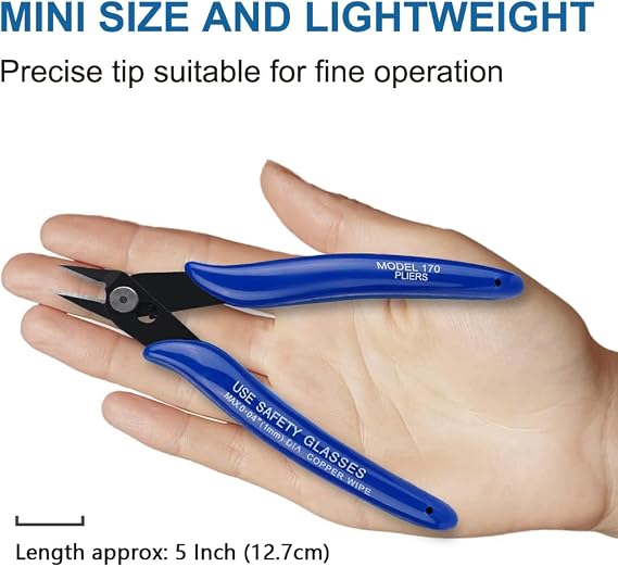 Side Wire Cutters, Flush Cutters Precision Spring-Loaded Side Cutter, Heavy Duty Diagonal Cutting Pliers in CRV Steel for Electrical, Home DIY, Jewelry Crafts Cutting (#1 blue2)