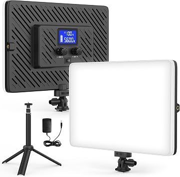 Unicucp Led Video Light Panel Light with Extendable Tripod, 4000mAh Rechargeable Camera Lighting, 2500K-8500K Photo Light for Outdoor Indoor Photography Live Streaming Zoom Calls Video Recording