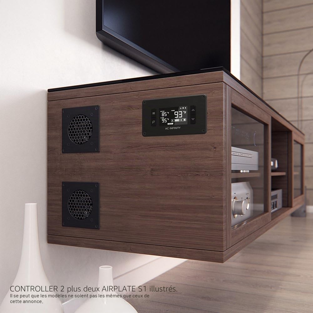 Système de refroidissement silencieux avec contrôle de vitesse AC Infinity Airplate S5, pour intérieur, armoire de home cinema