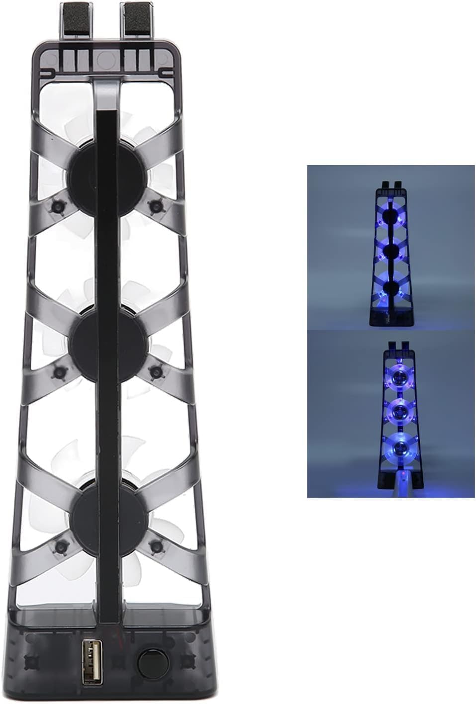 PS5 Silent Enhanced Cooling Fan with Adjustable Speed, [Low Noise], [Auto On/Off], with USB 3.0 Port, Efficient Cooling System for Both Disc and Digital Editions