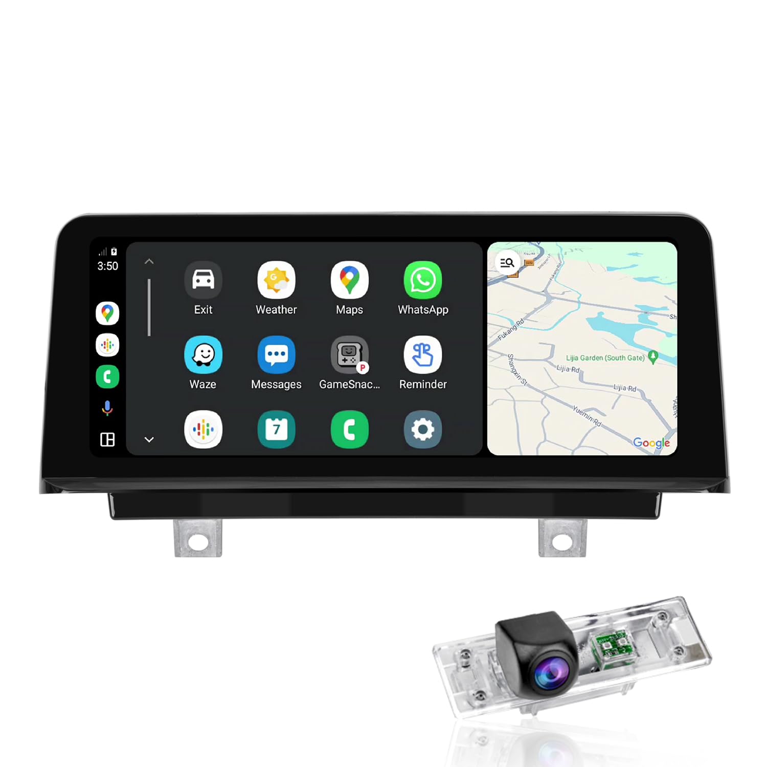 PEMP CarPlay Android Auto Monitor Linux Screen for BMW (2012-2016) 1 Series F20 CIC NBT System with a 720P AHD Revers Camera