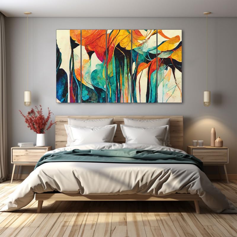 Image of The Castle Decor Abstract art painting with frame Big Size 36x60 Wall art for living room,Bedroom,Drawing room,Hotels-Wooden Framed-299