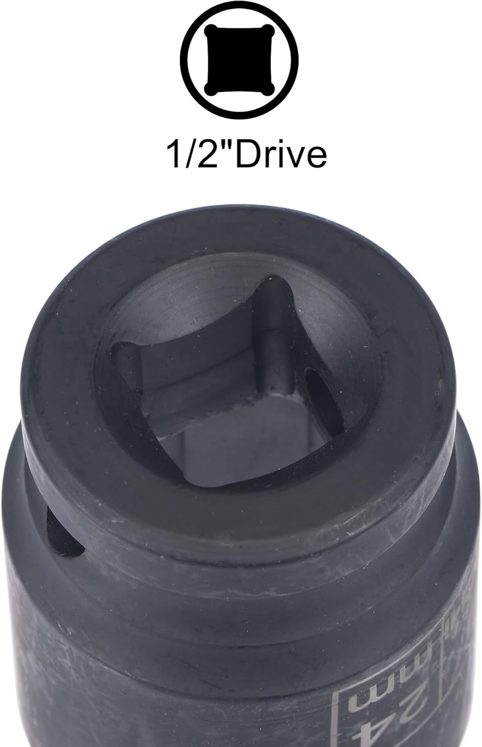 uxcell 1/2" Drive by 24mm 6-Point Impact Socket, CR-V Steel 1.61" Length, Shallow Metric Sizes