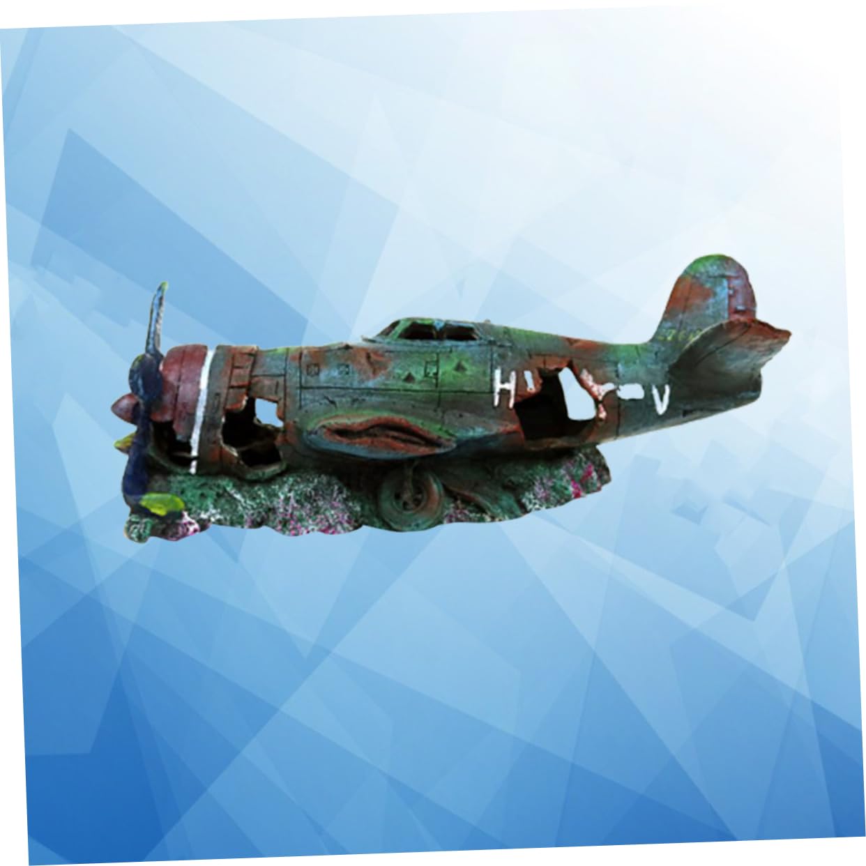 Amosfun D in Resina Decorazione Artificiale Relitto Aereo Facile da Pulire per Pesci Adatto Acqua e