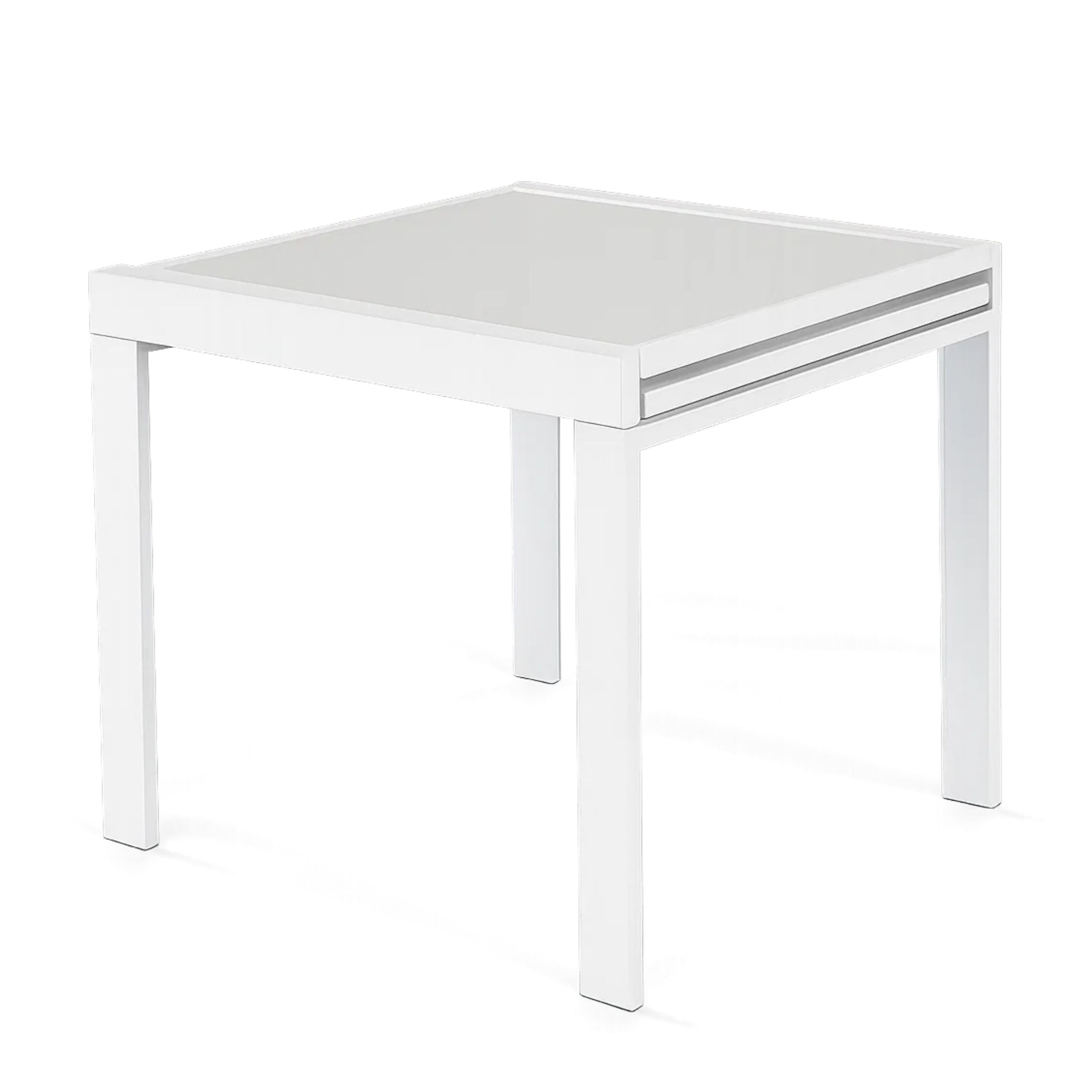 Mar.c.a. Design - Tavolo da Pranzo Allungabile Quadrato 90x90x75 cm - Allungabile Fino a 180 Cm con Piano in Vetro - Bianco - Made in Italy