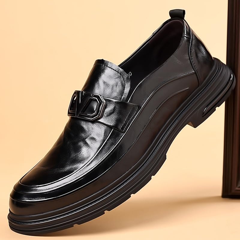 Men’s Tuxedo Dress Shoes Classic Business Slip On Leather Shoes Casual Modern Work Shoes Comfort Oxfords for Men(Black,10)4