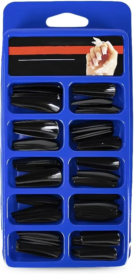 Kit 100 Unidades Unha Postiça Bailarina Realista Preta Lisa