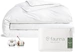 FAUNNA White Duvet Cover Queen Size, 1 Piece 100% Cotton Comforter Protector, Bed Bug and Dust Mite Proof, Zipper Closure, Hypoallergenic Bedding