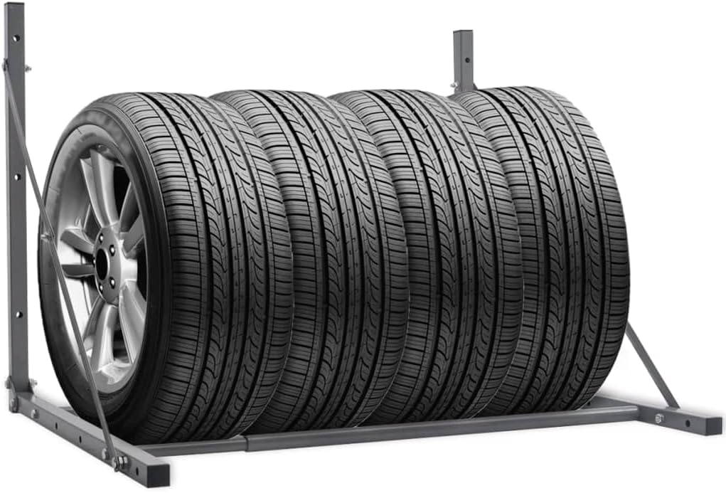 vidaXL Foldable Tyre Rack Silver Galvanised Steel