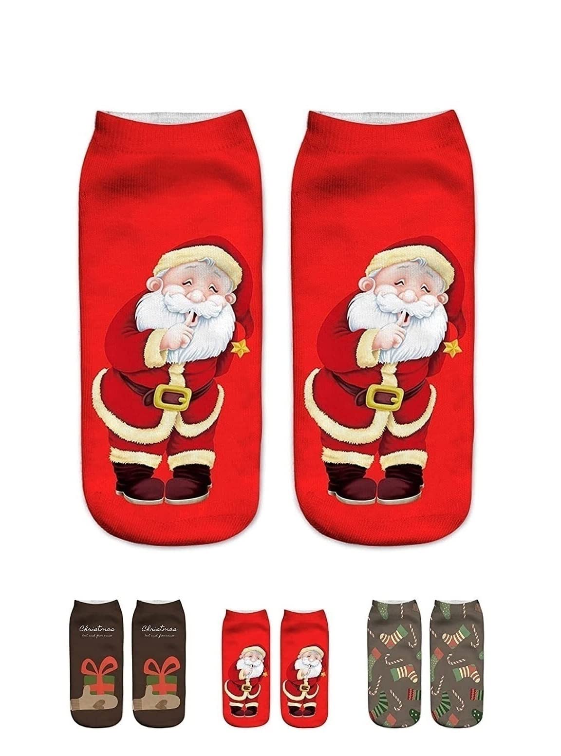 Calzini Morbidi e Termici, 4 Paia Di Calzini Divertenti Alla Caviglia Calzini Corti Di Natale Calzini A Taglio Basso Comodi Casual Unisex Letto Casa Dormire