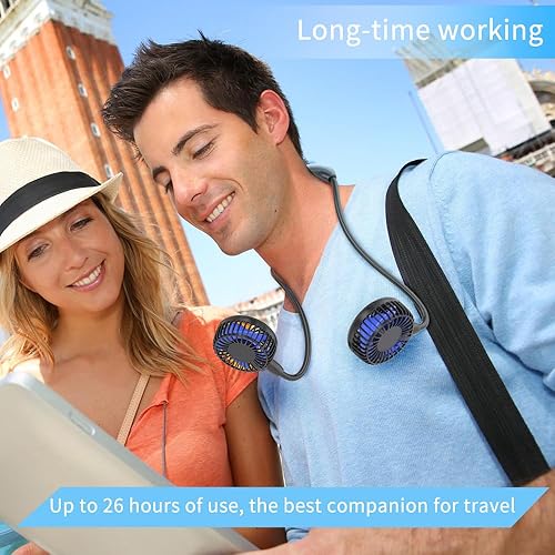 Miniatura 3 de HandFan Ventilador de cuello de 5000 mAh portátil recargable, ventiladores personales para cuello, ventilador de collar manos libres, funciona con