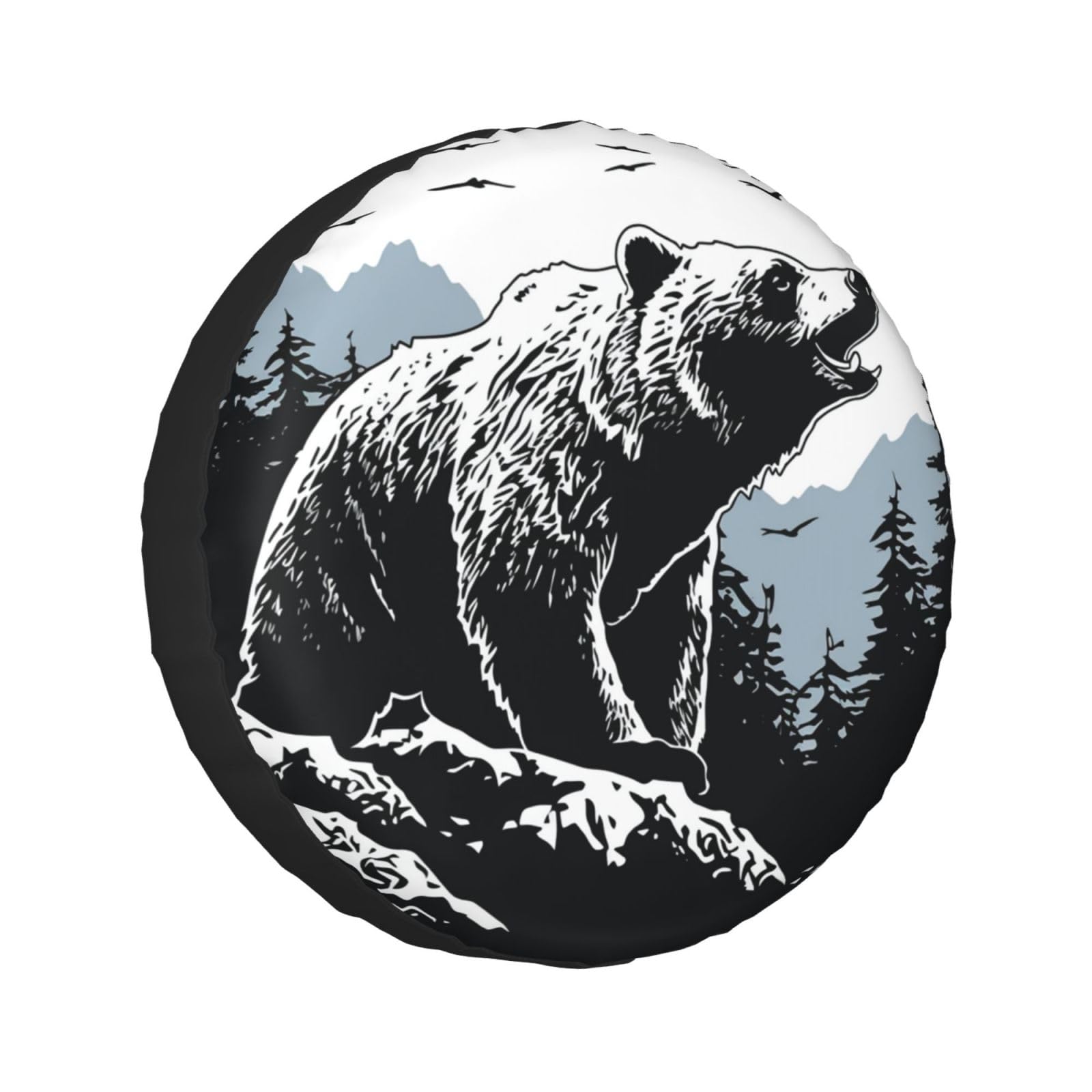 Bear and Mountain Spare Tire Cover Wheel Protectors for Decoration and Weather Protection for Trailers Rv SUV Truck Campervan Travel Trailer 14"