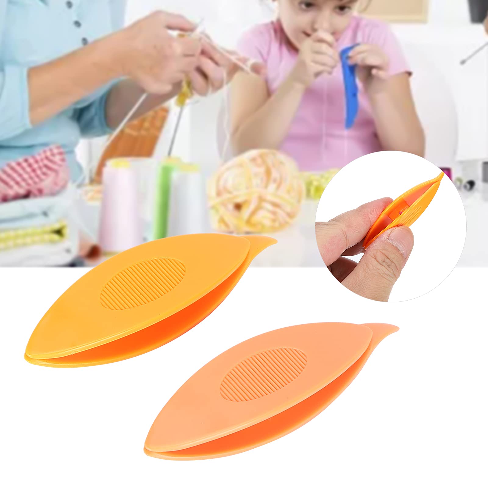 Respicefinem 2Pcs Tatting Plastic Tatting Craft Tool for Hand Sewing Knitting Orange Yellow (12043 Orange + Bright Orange)