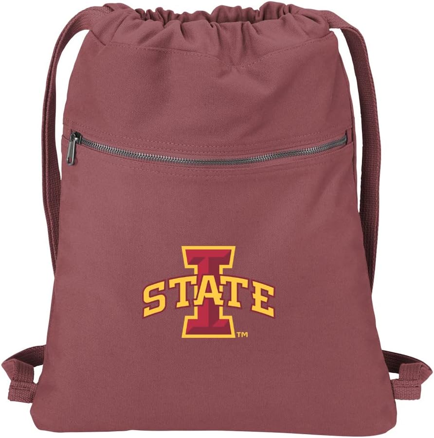 Broad Bay Iowa State Drawstring Backpack ISU Cyclones Cinch Bag RICH CANVAS (Black)