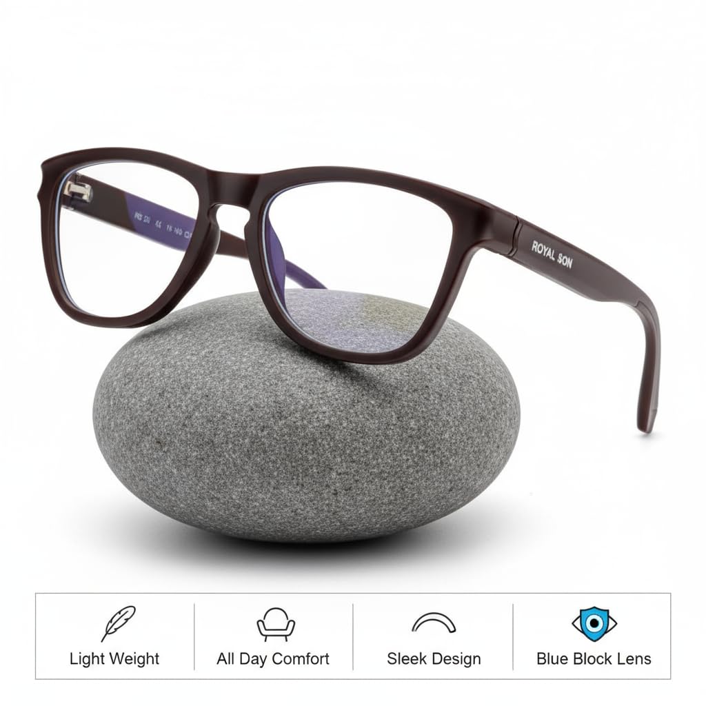 ROYAL SON Gafas de computadora cuadradas retro de borde completo, bloqueo de luz azul y protección UV, para hombres y mujeres, grandes, RS2020