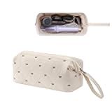 Large Quilted Hair Tools Travel Bag with Bow Pattern,Waterproof Hair Styling Accessories Storage Case for Shark FlexStyle, Dyson Airwrap Hair Dryer, Curling Iron, Revlon Hair Tools(Beige)