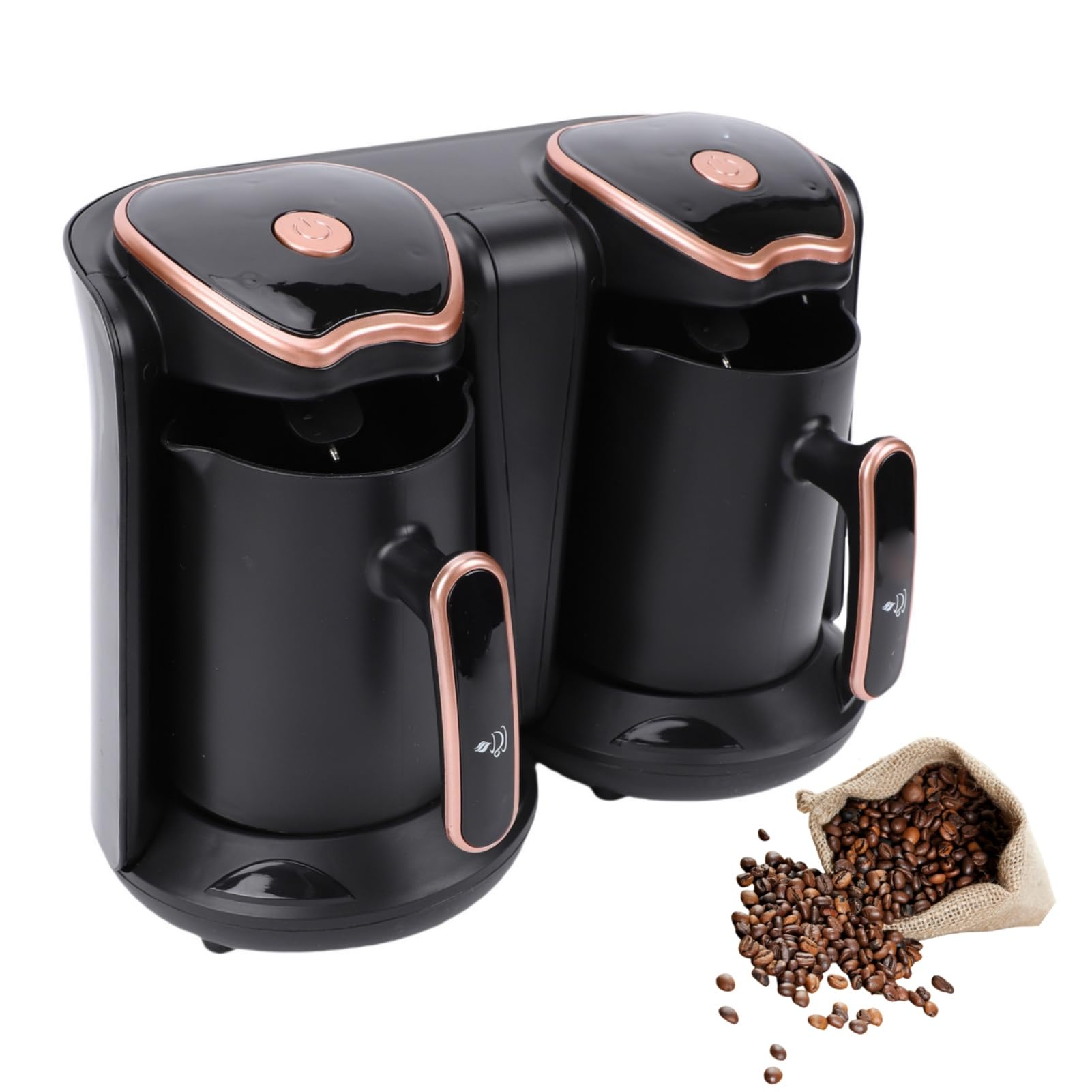 Elektrische Türkische Kaffeemaschine | 500 Ml + 500 Ml Doppeltöpfe Design, Einstellbare Temperatur, Authentisches Brauen für Zuhause und Büro, 1200 W