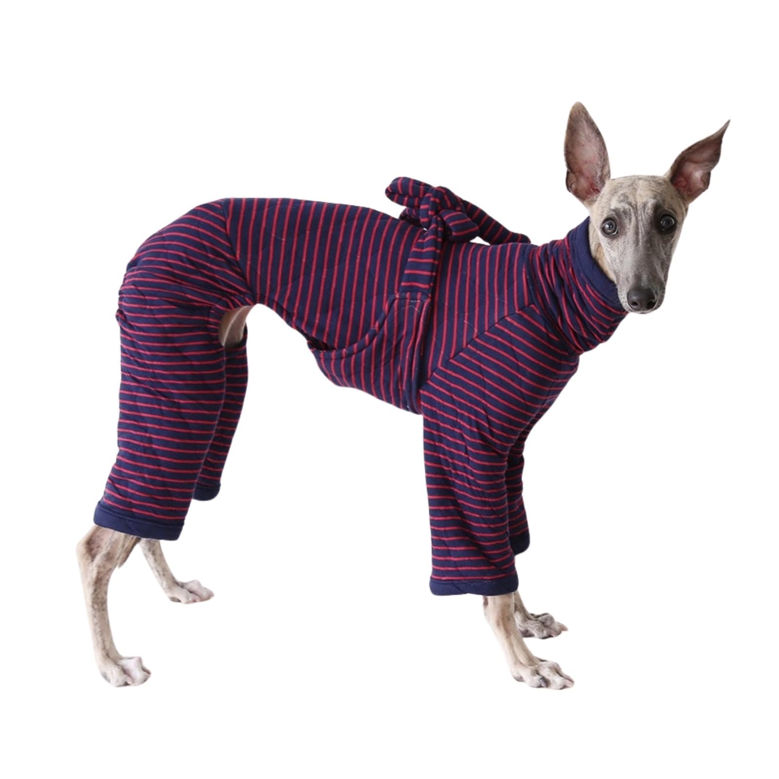 Italian Greyhound Jumper，Warm Turtleneck Whippet Four-Legs Cotton Pajamas Soft Dog Onesie Loungewear Dogs Jumpsuit,Red_S