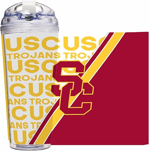 Miniatura 39 de Rico Industries NCAA - Vaso de acrílico estándar de 24 onzas con tapa con bisagras, vaso de doble pared con licencia oficial y popote