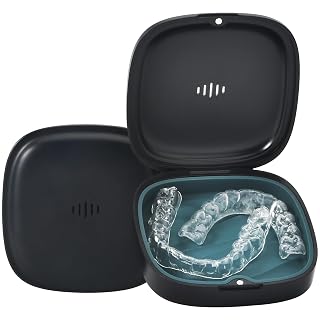 Slim Retainer Case Aligner Case Vent Holes Removable Silicone-Black Green - Amazon product rated Grade A
