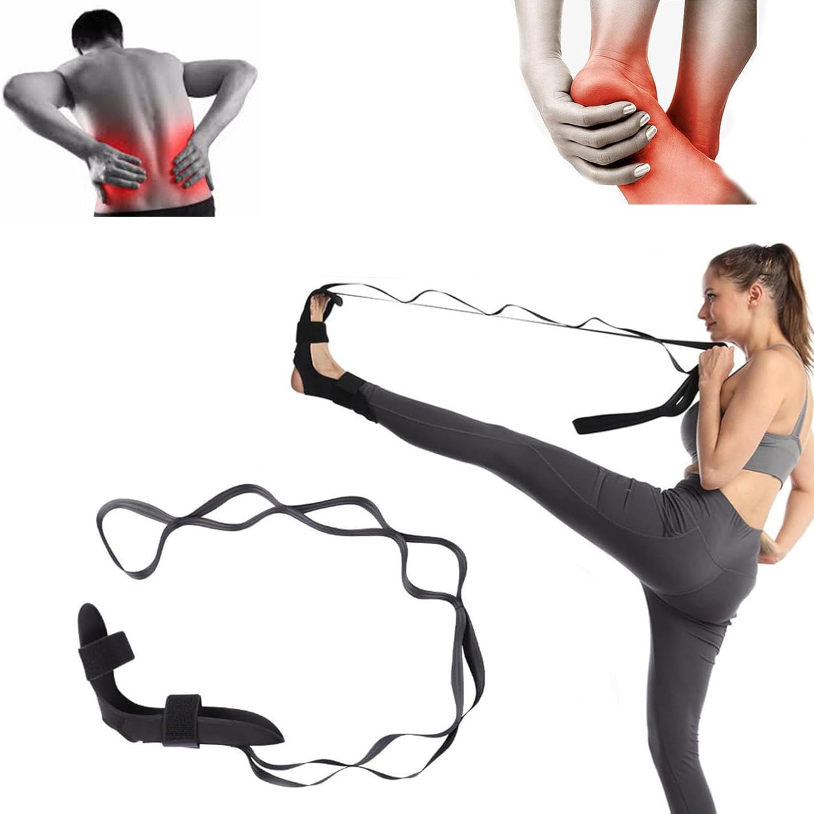 Flexstrap - Stretching Strap, Flex Strap Stretching Strap for Lower Back Pain, Vivoflex Strap for Relieve Back and Hip Stiffness, Increased Flexibility, Leg Stretcher Trainer for All Levels
