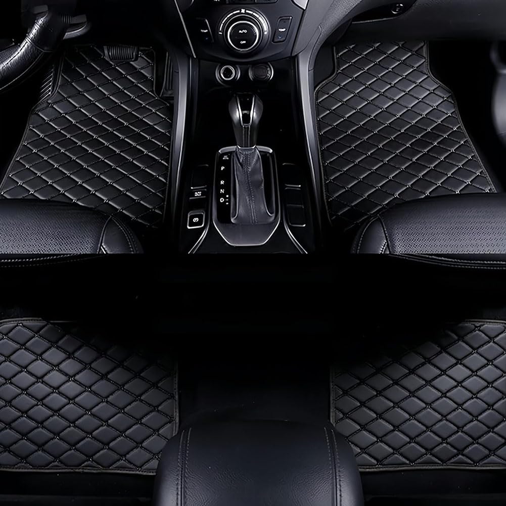 Custom Leather Car Floor Mats Set for MG ZS EV 2017-2024, All-Weather Protection Floor Liner Carpet Foot Pads Auto Accessory,Black