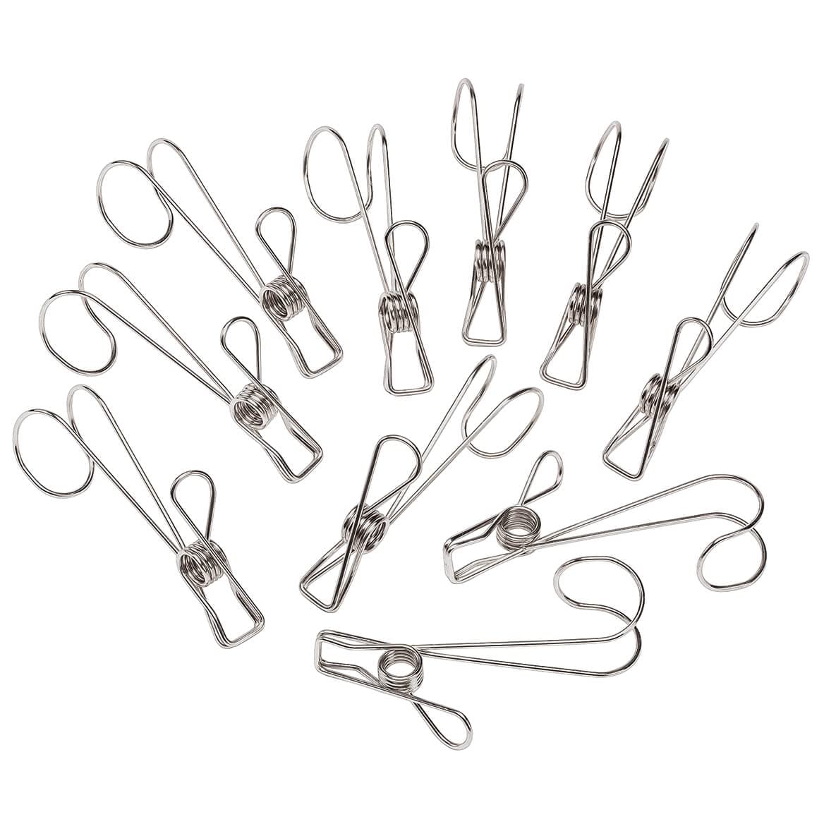 Stainless Steel Clothespin Hooks, Set of 12