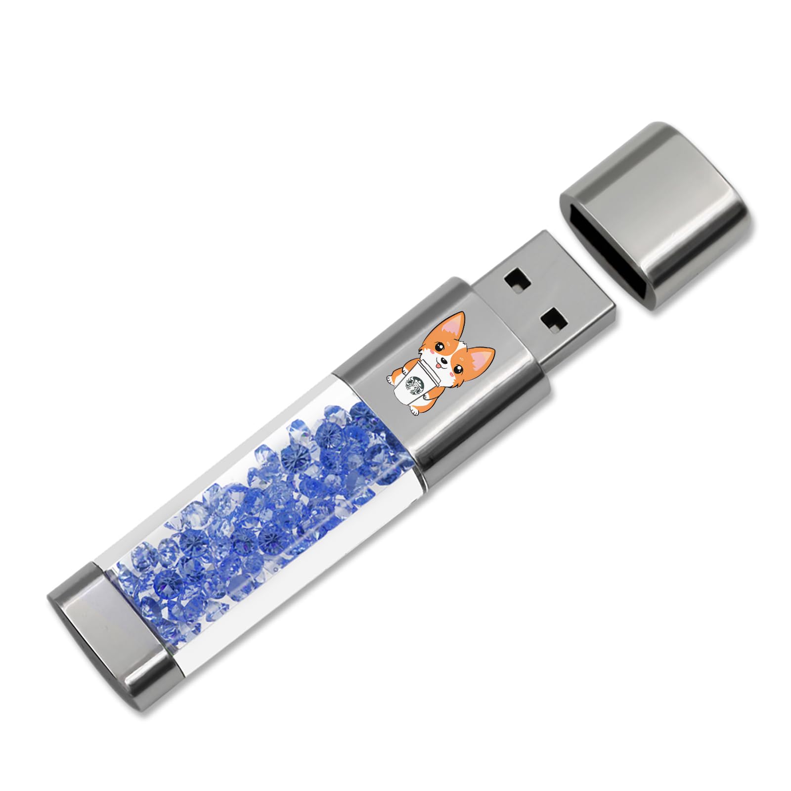 USB Flash Drive 64GB, Techkey External Memory Photo Keeper Storage Stick for Picture/Video/Data Saver/Backup V2.40 High Speed Thumb/Jump/Hard Drives-Azure Blue