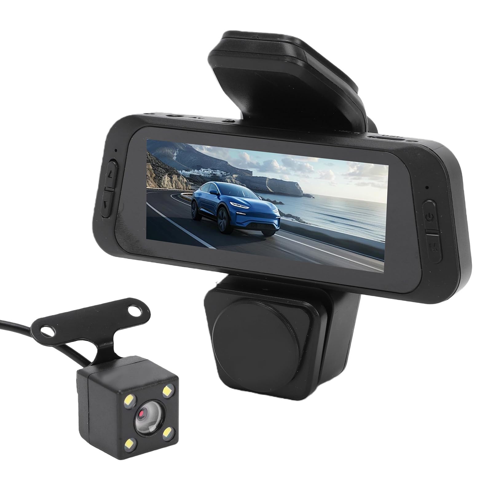 SIXRUN Dash Cam Auto a 3, Registratore per Auto con Visione a 360 Gradi | Batteria Integrata da 150 MAh, Registrazione in Loop, Nitidezza Notturna, Adatta a Berline, Camion e SUV