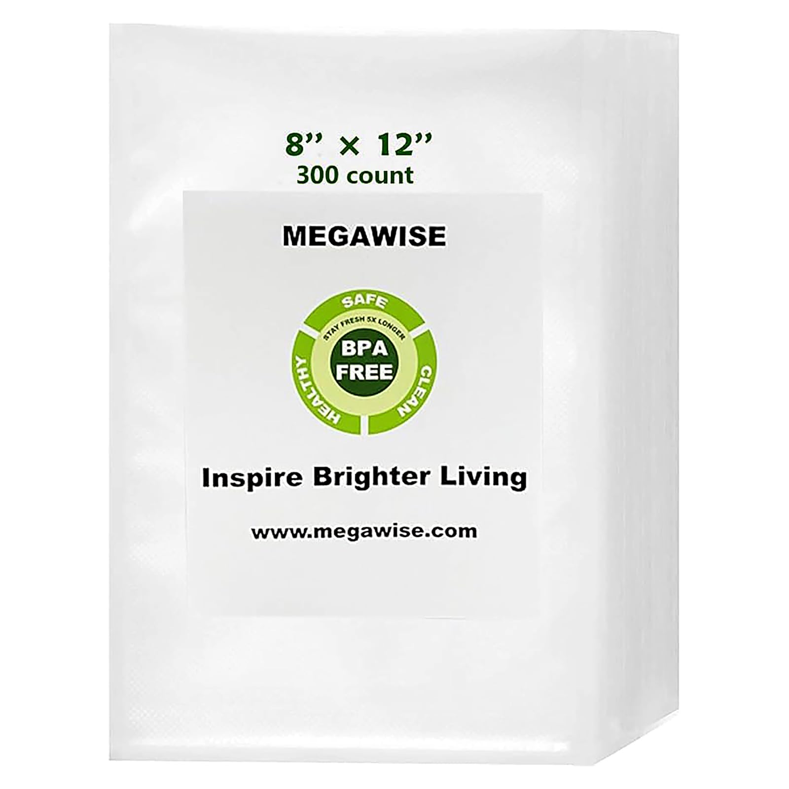 Bolsas selladoras al vacío (8 x 12 pulgadas, 300 piezas) para Megawise, ahorro de alimentos, sellar una comida, Weston. Grado alimenticio, sin BPA, resistentes, ideales para almacenamiento al vacío