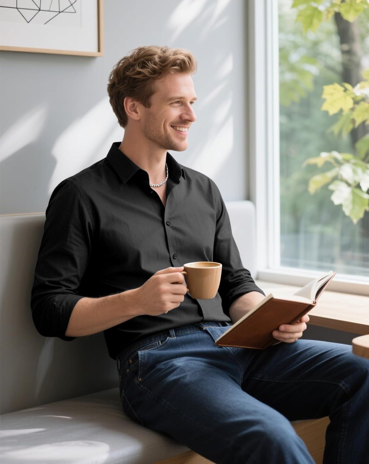 BUXKR Men's Wrinkle Free Slim Fit Dress Shirts Formal Long Sleeve Button Down for Wedding Business - Image 4