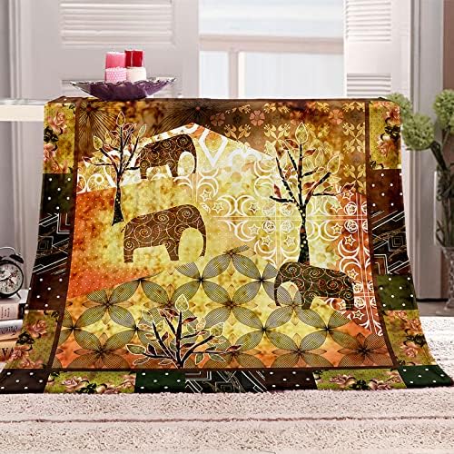 RSFGOTP Sofa Bed Throw Blanket Brown African Elephant 3D Printed Fleece Blanket for Beds Ceiling Bedspread Adults Kids Super Fluffy Fleece Blanket as a Sofa Or Living Room, 70.87 x 78.74 inch