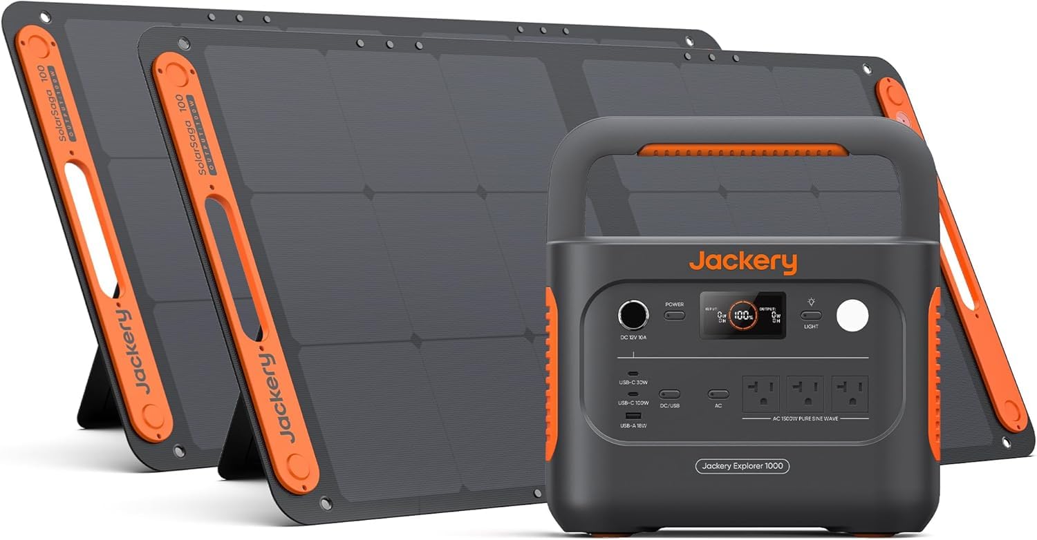 Jackery Solar Generator 1000 v2 with 2X SolarSaga 100W,1070Wh