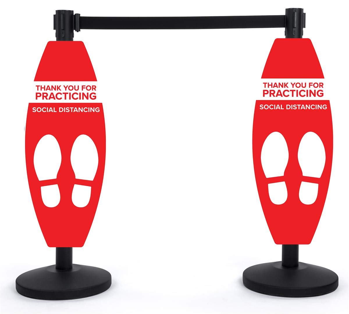 Amazon.com : Displays2go Curved Social Distancing Stanchion Sign, UV  Printed, 12" x 30", Set of 2 (FGSTSCVUV2CP) : Office Products