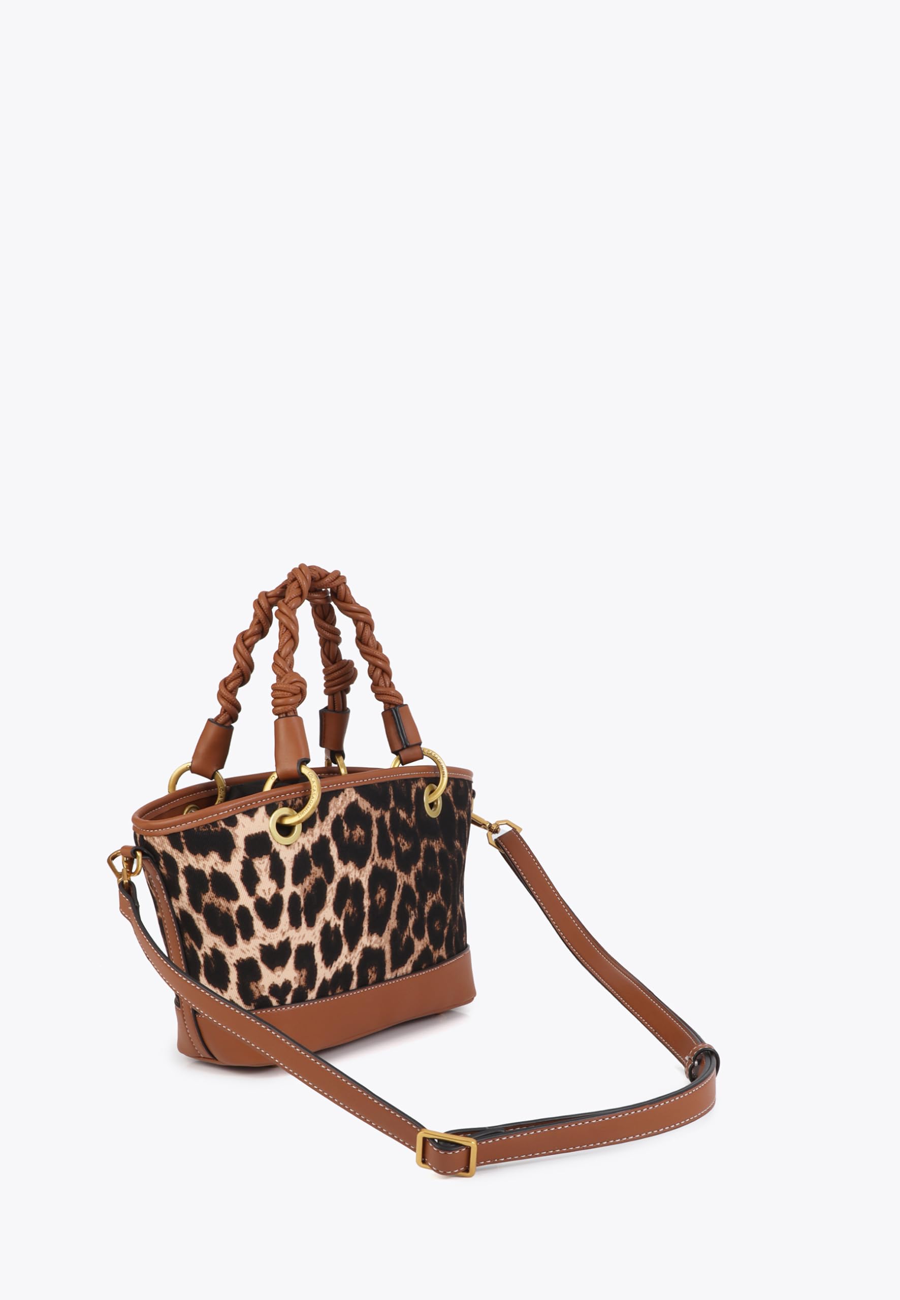 LOLA CASADEMUNT Mini capazo leopardo y efecto piel