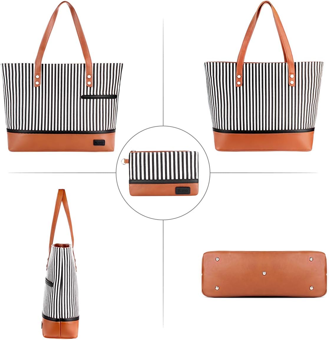 Laptop Tote Bag for Women Large Canvas Womens Briefcase Waterproof Computer Bag Work Bags for Women Fits 15.6 inch Laptop - Image 4