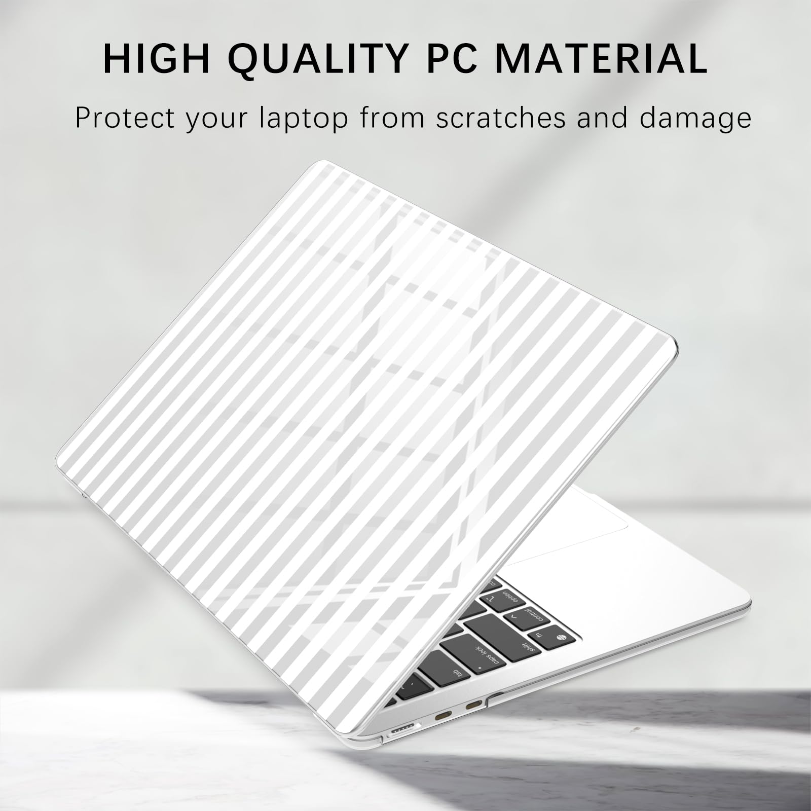 Funda protectora transparente para MacBook Pro de 33 cm M2 2025, 2024-2016 A2338 M1 A2251 A2289 A2159 A1989 A1708 A1706, bonita funda rígida protectora de rayas blancas para Mac Pro 13