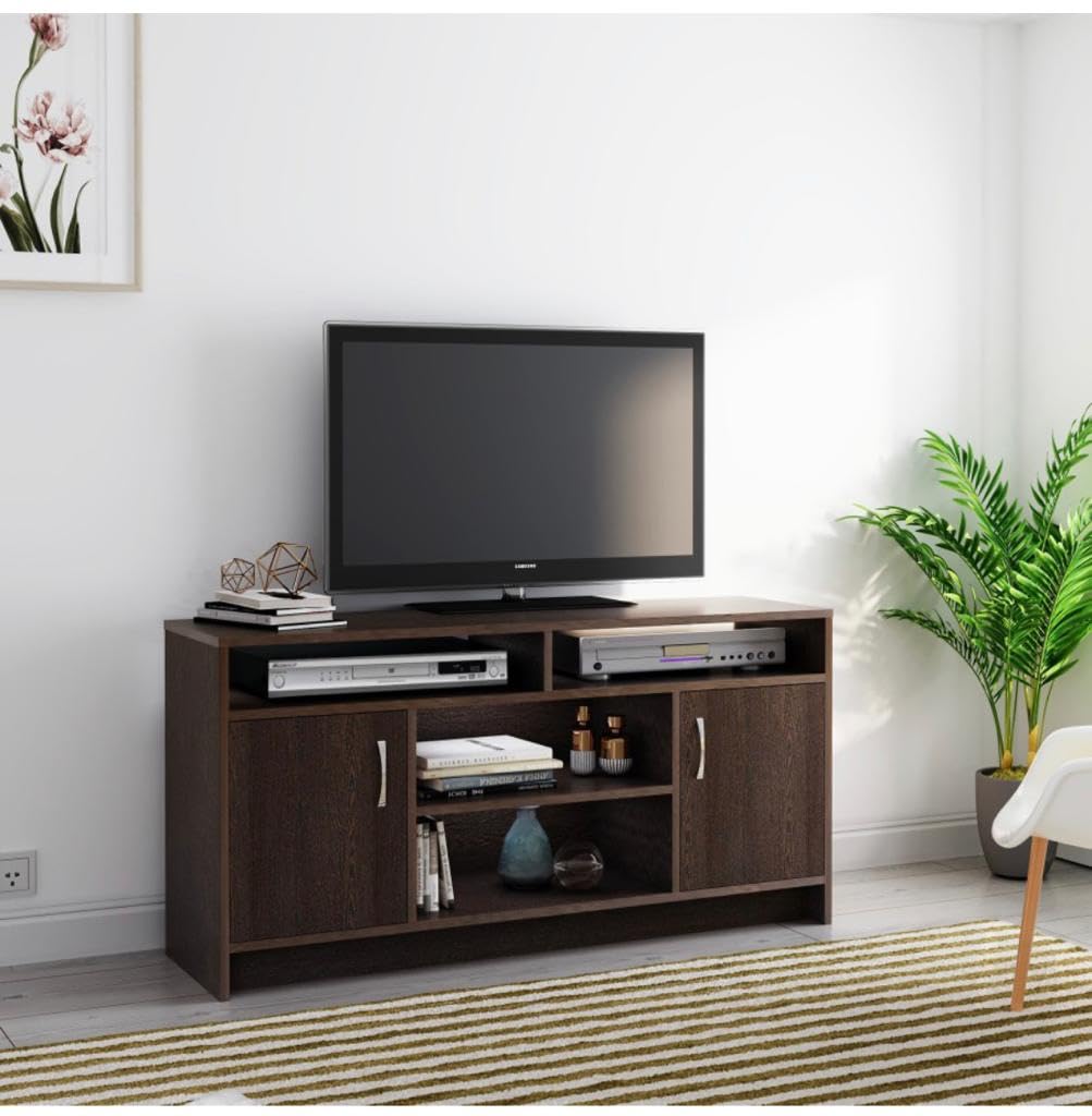 CASPIAN Engineered Wood Wooden TV Entertainment Unit Rainforest Light & Dark|48 Inches TV Stand/Panel for Bedroom & Living Room with Storage 2 Cabinets & 4 Shelves|Media Console Table for Set Top Box-image-0