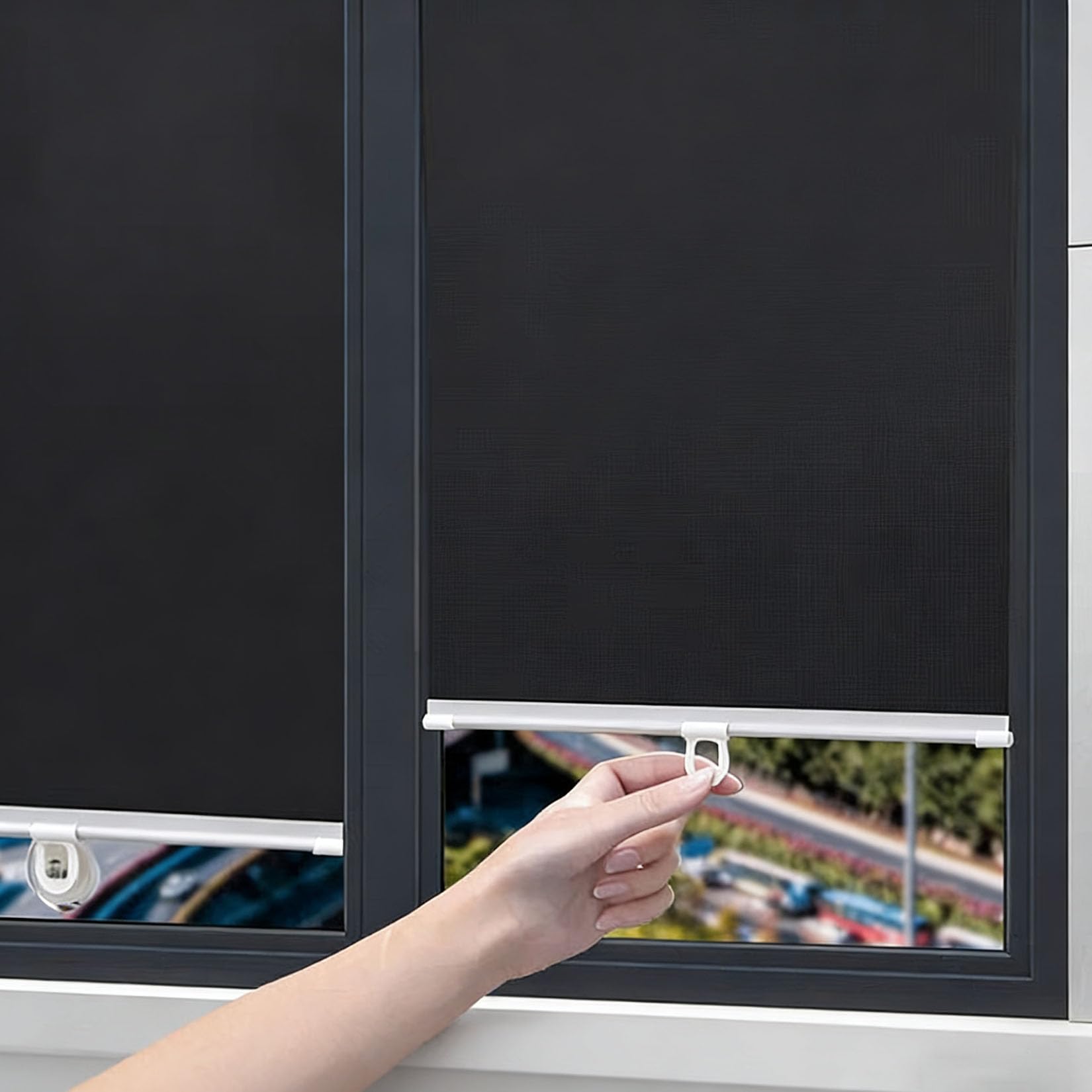Persianas enrollables opacas de 58 x 160 cm, aislamiento térmico, instalación sin taladros, persianas opacas extraíbles para privacidad en la sala de estar, dormitorio, oficina y coche, fácil