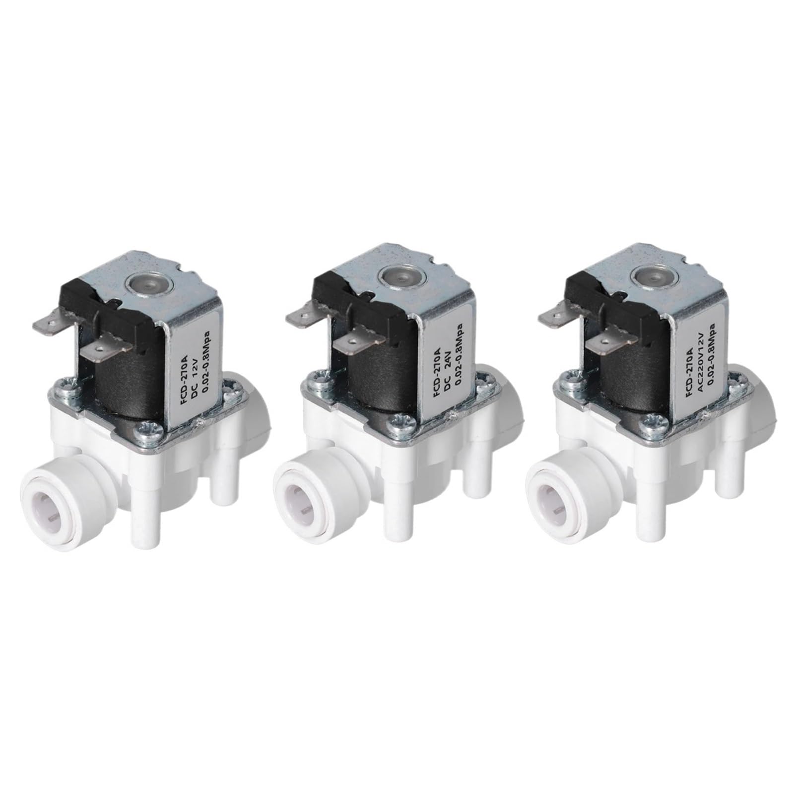 Électrovanne électrique en plastique 3/8" DC 24V normalement fermée pour raccord rapide