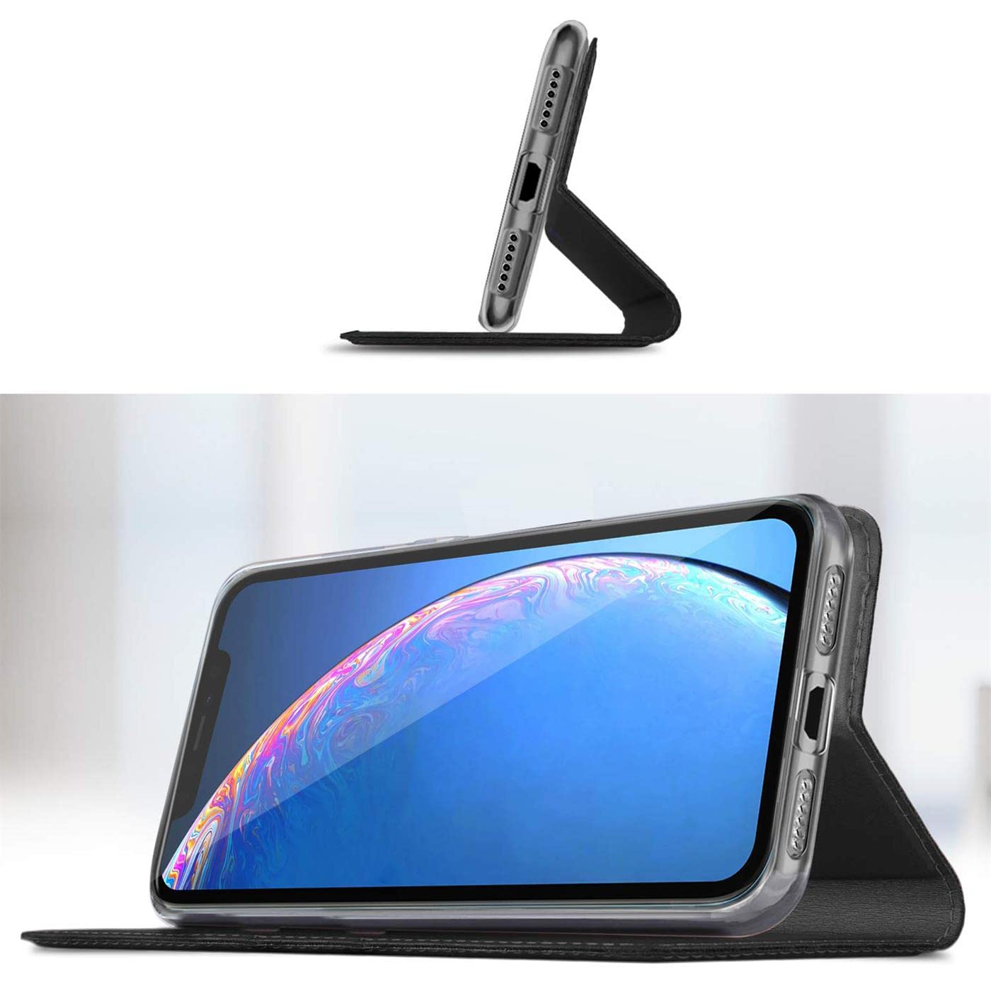 Verco Etui na telefon komórkowy iPhone 14, Premium pokrowiec z klapką do Apple iPhone 14 etui 6,1 cala [zintegrowany magnes] Book Case PU skóra etui, czarny