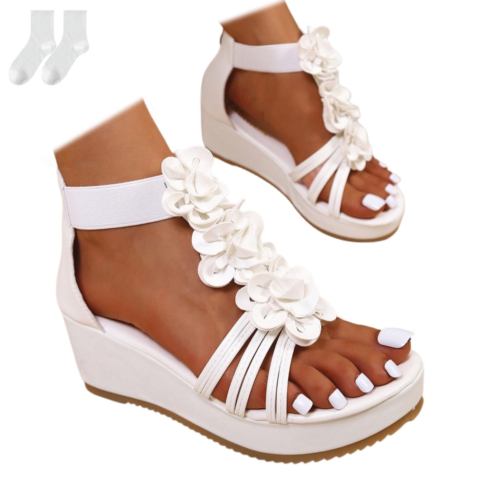 Sandalias Cuña Mujer, Sandalias Romanas Elegantes Plataforma 5,5 Cm