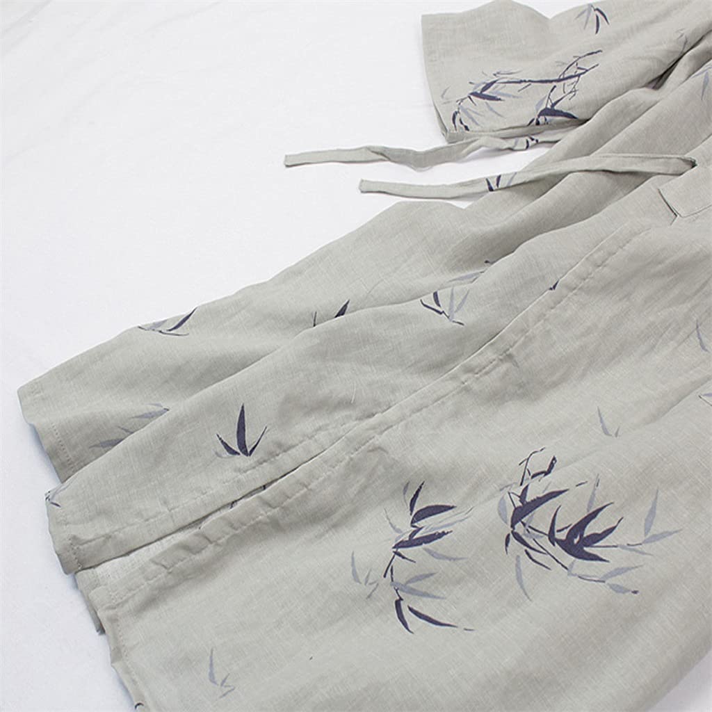 Men's Bathrobes Breathable Bathrobes Pajamas Thin Casual and Comfortable Home Wear Can Be Worn Outside(L code)