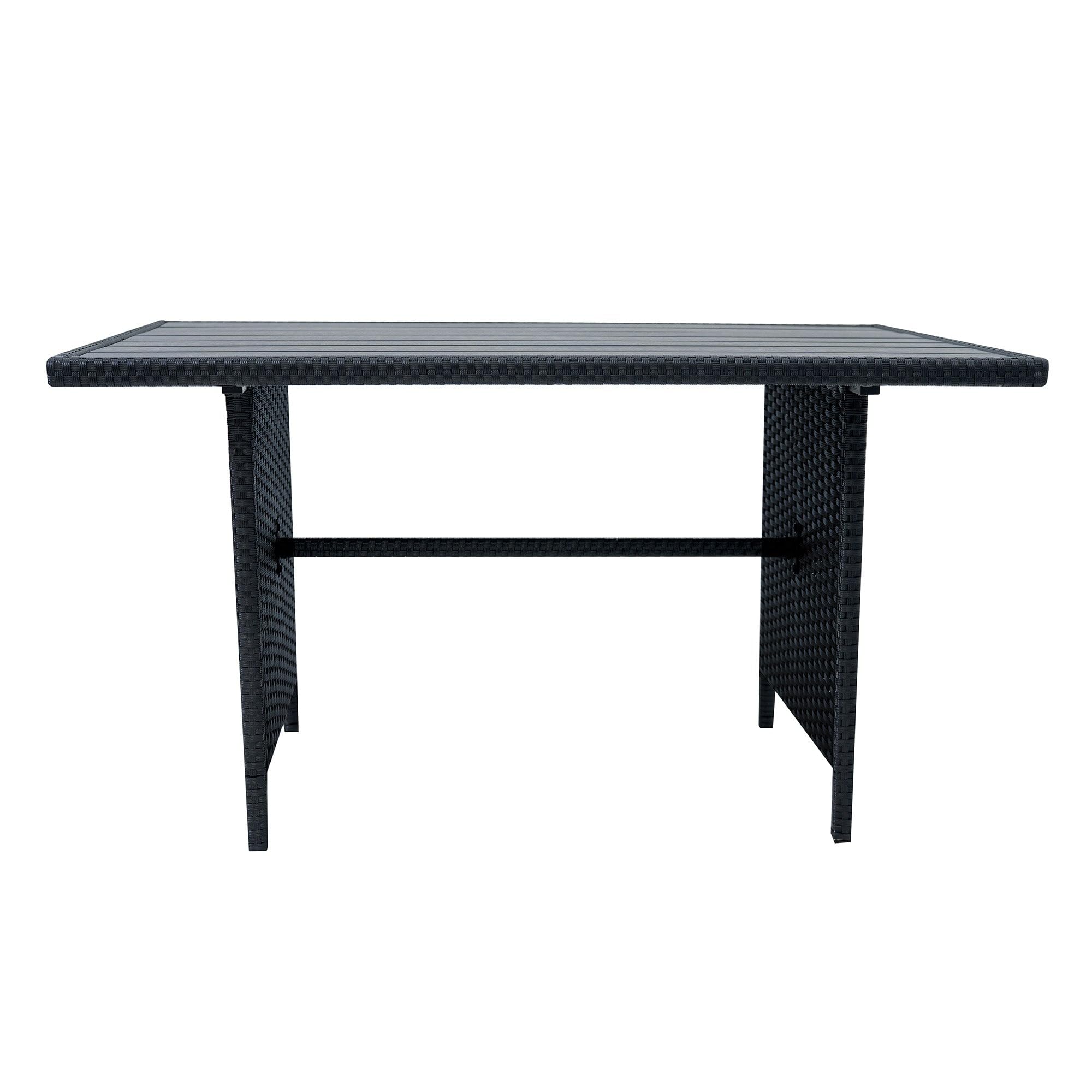 Conjunto Comedor Jardín Ratán 9 Plazas con Sofá Rinconera Mesa y Taburetes Muebles Exterior Poliratán Negro con Cojines Gruesos y Funda Impermeable Terraza Patio