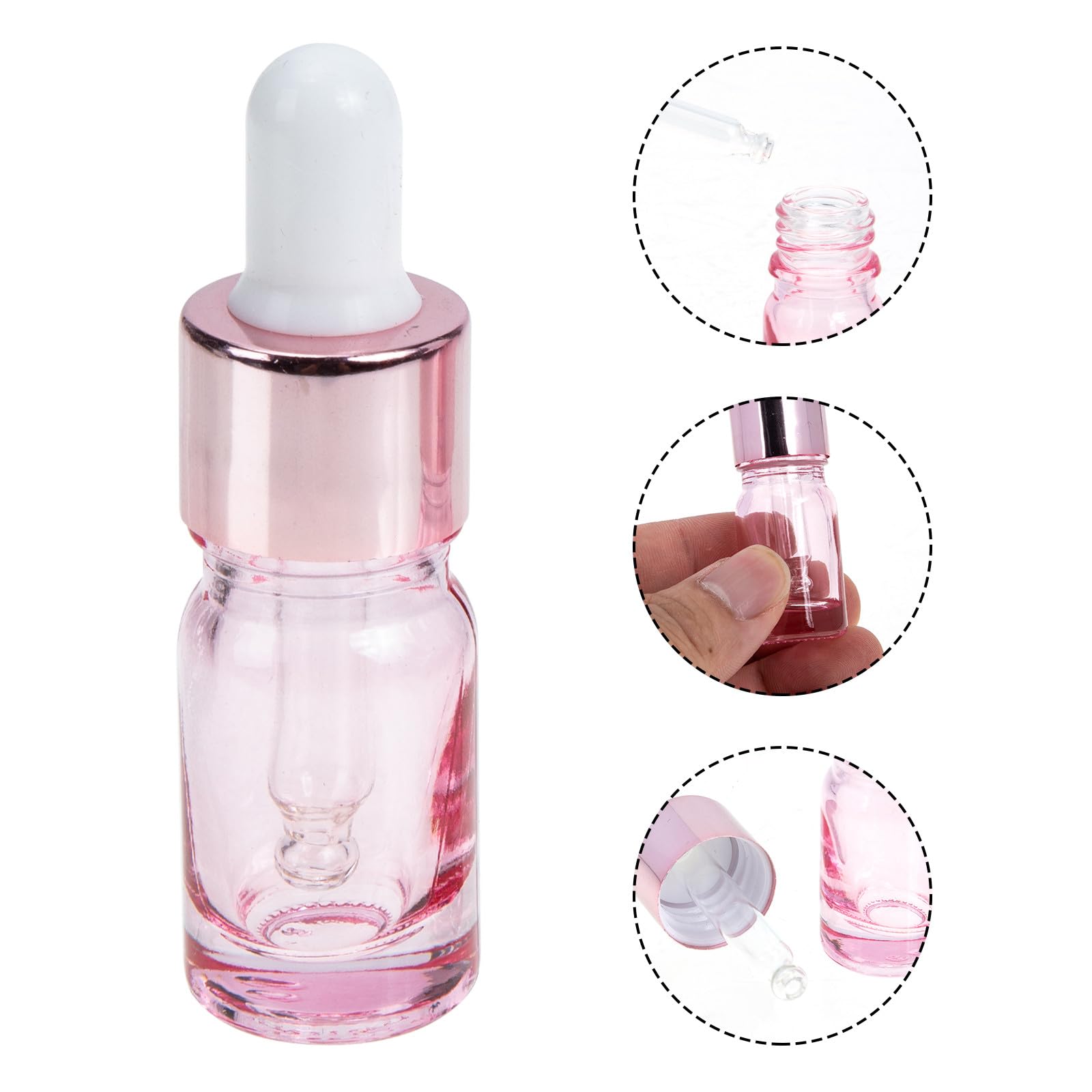 ULTECHNOVO 35 Stück 5ml Glas Fläschchen mit Ätherischen Ölen Nachfüllbare Tropfflaschen in Stilvollem Roségold Praktisch und Wiederverwendbar für Reise und Tägliche Schönheit