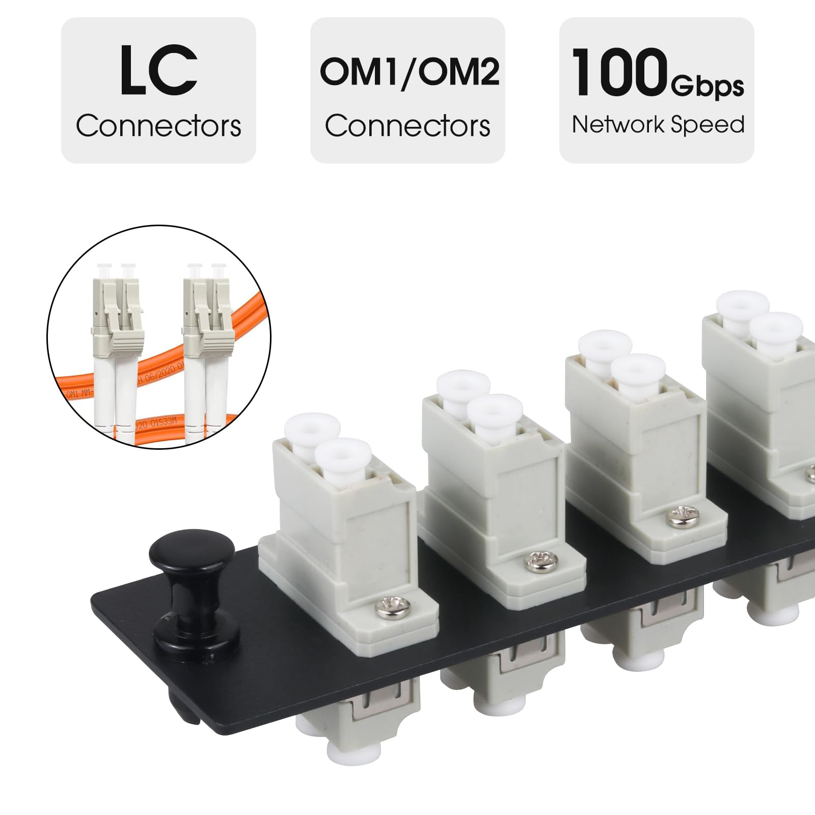 Lot de 2 panneaux de brassage en fibre duplex LC/MM avec adaptateurs LC gris multimode duplex, 12 ports fibre