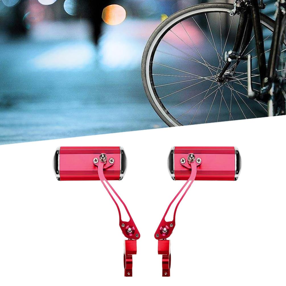 Yardwe Coppia di Specchietti Retrovisori per Bicicletta a 360° Girevoli Compatti Rossi Catarifrangenti per Bicicletta Specchietti Retrovisori per